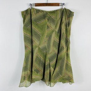 Anne Klein Plus Size 22 100% Silk Printed Skirt Green Party Career Event Casual